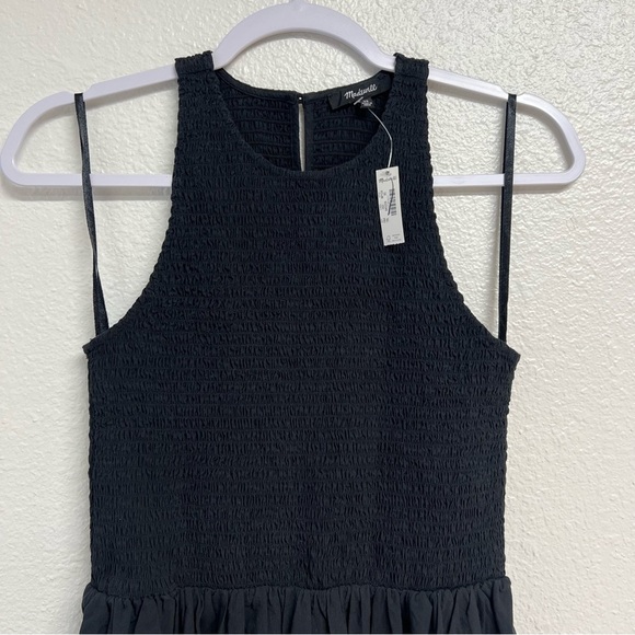 Madewell The Melody Smocked Midi Dress in True Black Size XS NWT - Picture 9 of 14